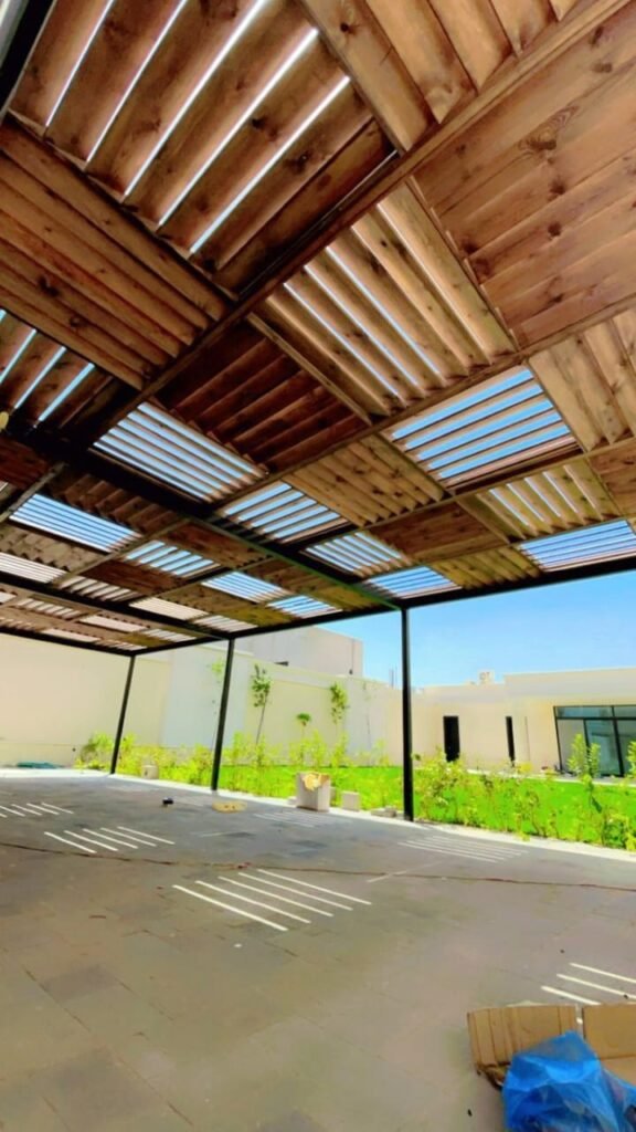 تركيب مظلات خشبية