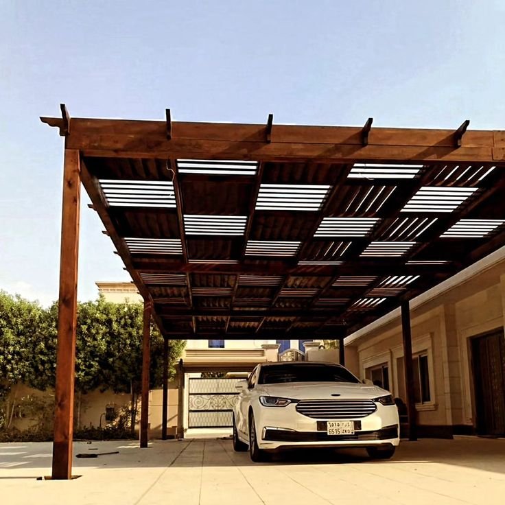 مظلات سيارات خشبية